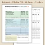 Pomodoro Planner, Minimalist Study & Work Interval Log, Fillable Daily Deep Work Organizer