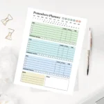 A minimalist Pomodoro tracker template with color-coded task rows, target time columns, and a visual session progress bar for focus management