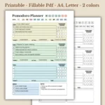Pomodoro Planner, Professional Deep Work, Structured Productivity Interval Worksheet