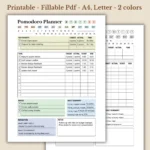 Pomodoro Planner, Time Blocking Focus Tracker, Business Productivity Worksheet PDF