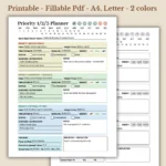 Priority 1-2-3 Planner Printable for Minimalist Daily Task Management