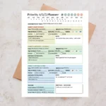 Sample Priority 1/2/3 Planner with pre-filled tiered tasks, deadlines, and Pomodoro tracking for organized time management