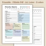 Priority Matrix Fillable PDF Planner for Strategic Task Management