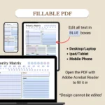 Fillable Priority Matrix planner optimized for Mobile, Tablet, and Desktop