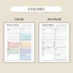 Priority Matrix Planner available in colorful and ink-friendly black-and-white