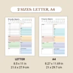 Priority Matrix Planner available in US Letter & A4 sizes