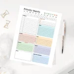 Professional daily productivity worksheet with a schedule, top priorities, and a time management matrix in a clean, color-coded design