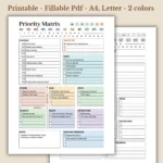 Priority Matrix Planner, Minimalist Daily Urgent-Important Tracker, Printable Productivity Grid