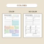 Priority Matrix Digital Planner available in colorful and ink-friendly black-and-white