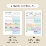 Priority Matrix Digital Planner available in US Letter & A4 sizes