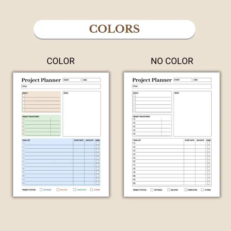 Business Planner Bundle available in colorful and ink-friendly black-and-white