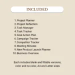 Business Planner Bundle included: project planner, reflection, task manager, tracker, goal action plan, meeting minutes,...