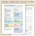 Professional Daily Work Organizer, Comprehensive Office Productivity Template, Executive Day Planner PDF