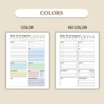 Daily Work Organizer available in colorful and ink-friendly black-and-white