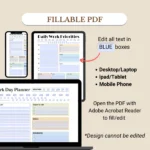 Fillable Professional Daily Work Planner Bundle for mobile, tablet, and laptop/PC