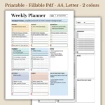 Professional Weekly Focus Planner, Aesthetic 7-Day Productivity Tracker, Business Goal Setting PDF