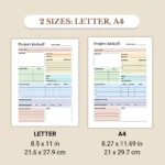 Project Kickoff Digital Planner available in colorful and ink-friendly black-and-white