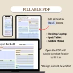 Fillable Project Kickoff Digital Planner for mobile, tablet, and laptop/PC