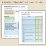 Project Planner and Task Tracker fillable printable pdf for work productivity