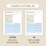 Project Planner and Task Tracker available in US Letter & A4 sizes