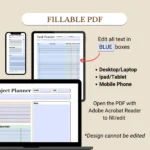 Fillable project planner & task tracker for mobile, tablet, and laptop/PC