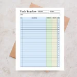 Example of task tracker with description, start date, due and done checkbox