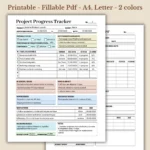 Project Progress Tracker Printable for Business Reporting and Workflow