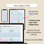Fillable Project Reflection planner for mobile, tablet, and laptop/PC