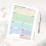 A clean professional dashboard featuring color-coded sections for success metrics, motivation notes, and project deadlines.
