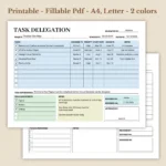 Task Delegation Fillable Business Assignment PDF, Team Project Management Log