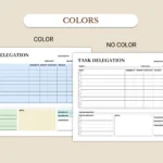 Task Delegation planner available in colorful and ink-friendly black-and-white