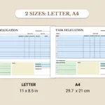 Task Delegation planner available in US Letter & A4 sizes