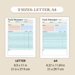 Task Manager available in US Letter & A4 sizes