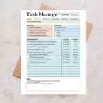 Example of a Task Manager routine with checked-off tasks, main focus and milestones