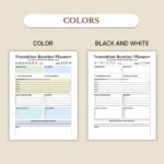 Transition Routine Planner available in colorful and ink-friendly black-and-white