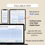 Fillable Work Productivity Planner Bundle optimized for Mobile, Tablet, and Desktop