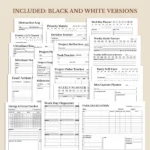 Ultimate Work Productivity Planner Bundle available in colorful and ink-friendly black-and-white