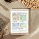 Sample Visual Daily Routine Builder with pre-filled morning and evening icon spaces for a child’s structured schedule.