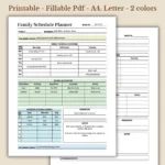 Weekly Family Schedule Printable for Household Organization and Chores