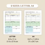 Weekly Family Schedule available in US Letter & A4 sizes