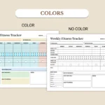 Weekly Fitness Tracker available in colorful and ink-friendly black-and-white