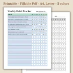 Weekly Habit Tracker Printable for Discipline and Routine Building