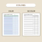 Weekly Habit Tracker available in colorful and ink-friendly black-and-white