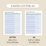 Weekly Habit Tracker available in US Letter & A4 sizes
