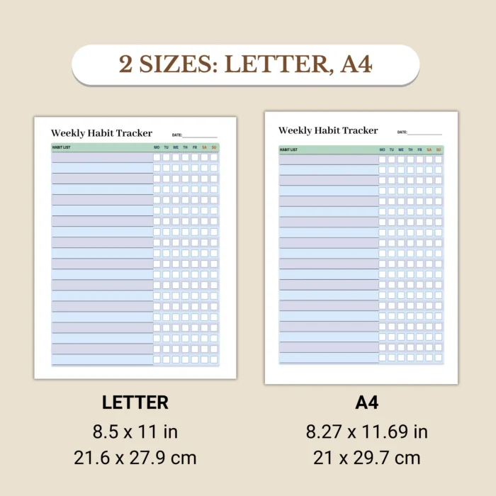 Weekly Habit Tracker Printable for Discipline and Routine Building ...