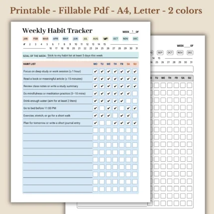 Weekly Habit Tracker Printable for Disciplined Routine Management