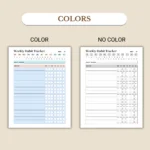 Weekly Habit Tracker available in colorful and ink-friendly black-and-white