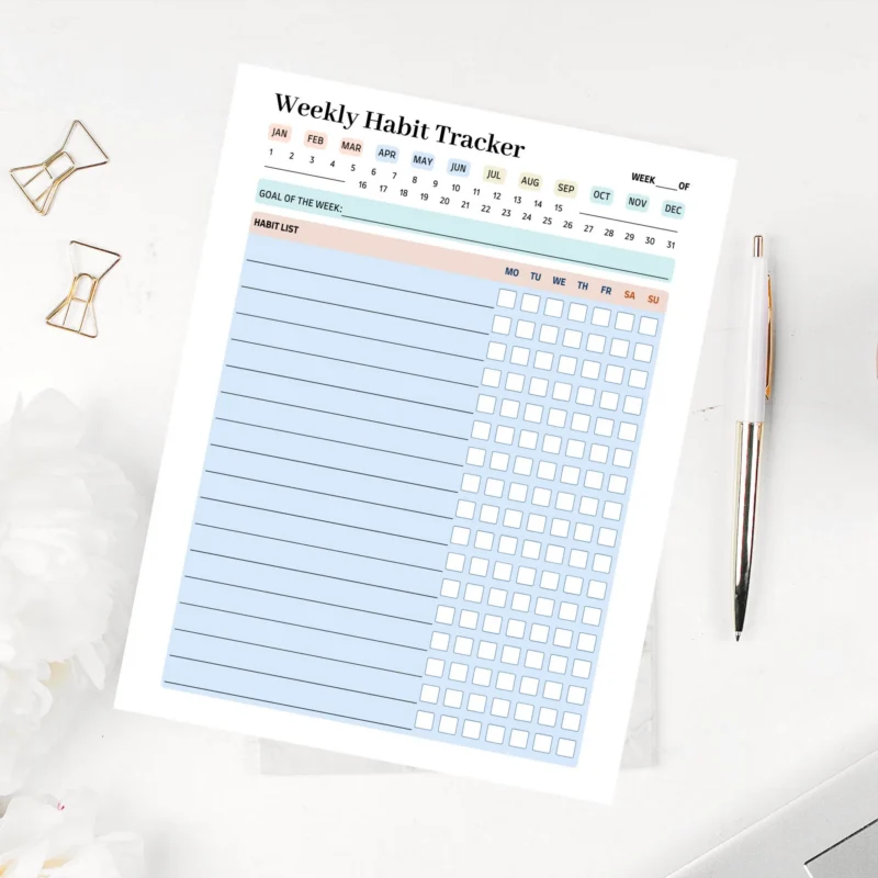 A minimalist purple-themed habit dashboard featuring a multi-row checklist for tracking weekly discipline and consistency.