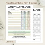 Weekly Habit Tracker Printable for Routine Consistency and Goals