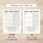 Weekly Habit Tracker available in US Letter & A4 sizes